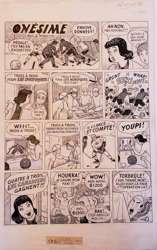 Albert Chartier, Onésime et les Canadiens de Montreal - Février 1988 - Comic Strip
