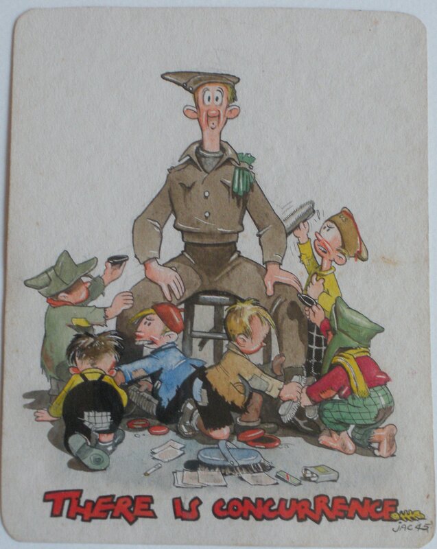 Jacovitti, original pour une carte postal pour les Alliés, 1945 - Original Illustration