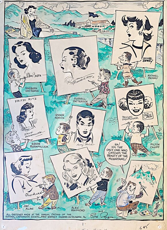 Milton Caniff, National CARTOONISTS SOCIETY 9 ARTIST JAM PAGE 19 - Planche originale
