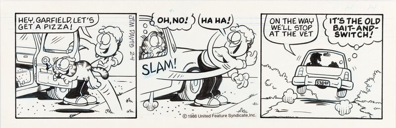 Jim Davis, Strip Garfield 02/04/1986 - Planche originale
