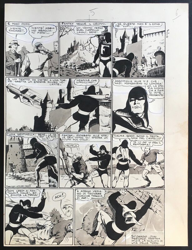 For sale - Chott - Pierre Mouchot, Fantax 5 rare planche originale p.5 - 1946 - Comic Strip