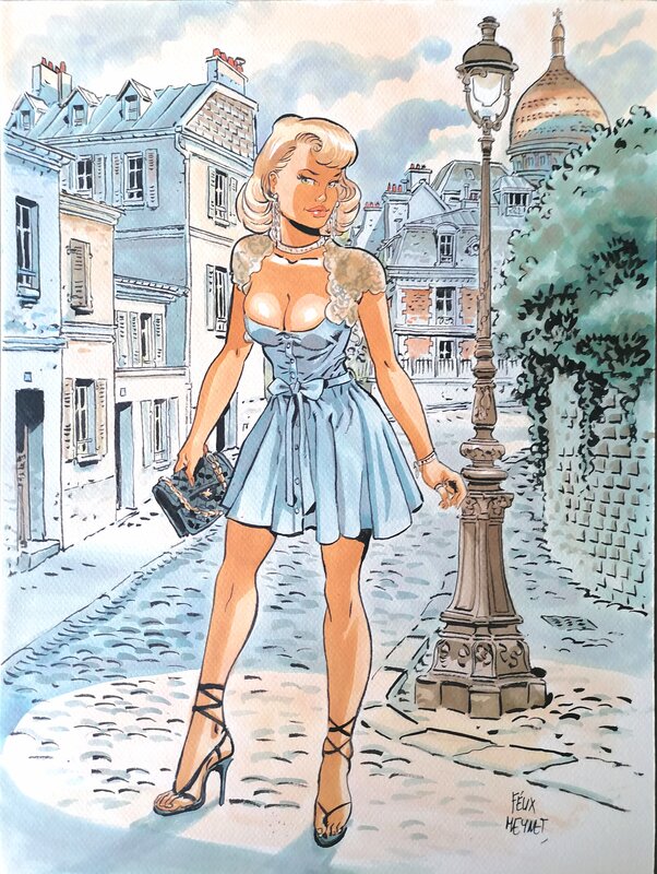 En vente - Pin up montmartre par Félix Meynet - Illustration originale