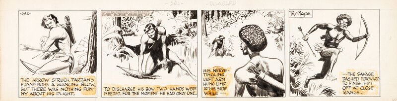 Rex Maxon, Tarzan Daily Comic Strip Episodes # 265-# 266  (United Feature Syndicate, 1940). - Planche originale