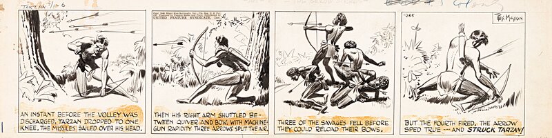 Rex Maxon, Tarzan Daily Comic Strip Episodes # 265-# 266  (United Feature Syndicate, 1940). - Planche originale