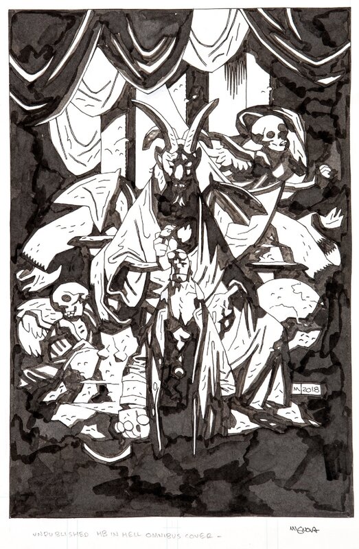 Mike Mignola, 2018 - Hellboy in Hell Omnibus Cover - Couverture originale Mike Mignola, 2018 - Hellboy in Hell Omnibus Cover - Couverture originale