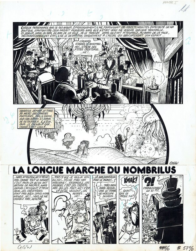 En vente - Antonio Cossu, Spirou - Alceister Crowley - La longue marche du Nombrilus - Page 1 - Planche originale