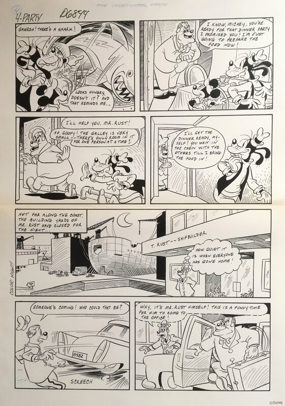 JOSEP TELLO GONZALEZ, Studios Disney, Planche Original 'MICKEY MOUSE - THE UNDERWATER PARTY'- Mega Almacco #338 - Comic Strip
