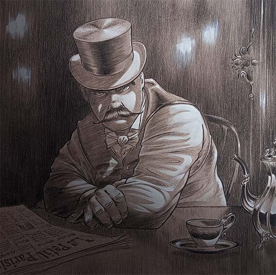 En vente - Luc Monnerais, Illustration originale dans la tête du bourreau 
