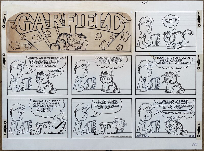En vente - Jim Davis - Garfield - Sunday - 10.10.1982 - Planche originale