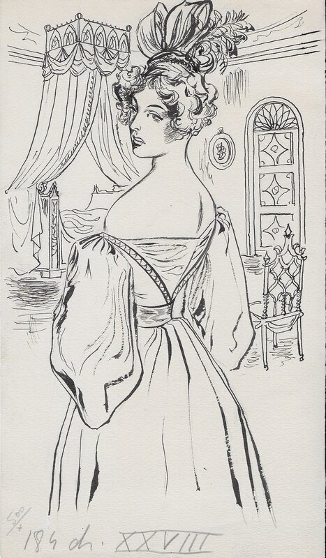 Georges Pichard, Stendhal, Mathilde de la Mole Le Rouge et le Noir 3 - Original Illustration