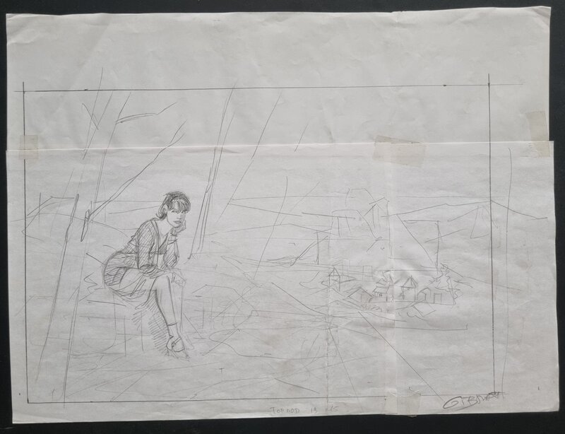 Jean-Pierre Gibrat, Le sursis - crayonné préparatoire pour un projet - Original art