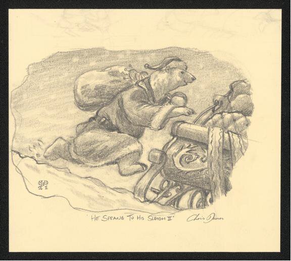 Christopher Dunn - Crayonné pour The Night Before Christmas Book - Original art