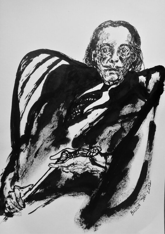 Salvador Dalí par Edmond Baudoin - Illustration originale