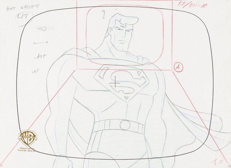 Bruce Timm, Superman: The Animated Series Superman Layout Drawing (Warner Brothers, c. 1996-2000) - Œuvre originale