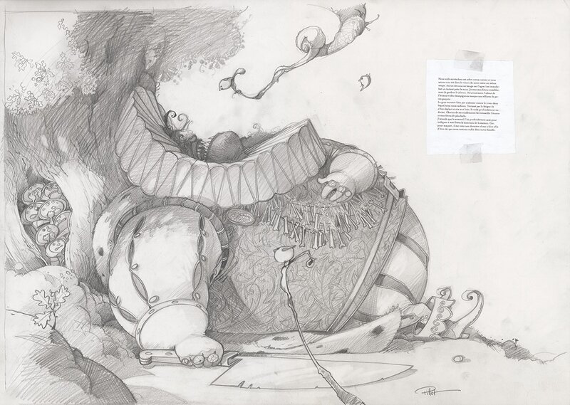 Frédéric Pillot, Le petit poucet - crayonné préparatoire - Original Illustration