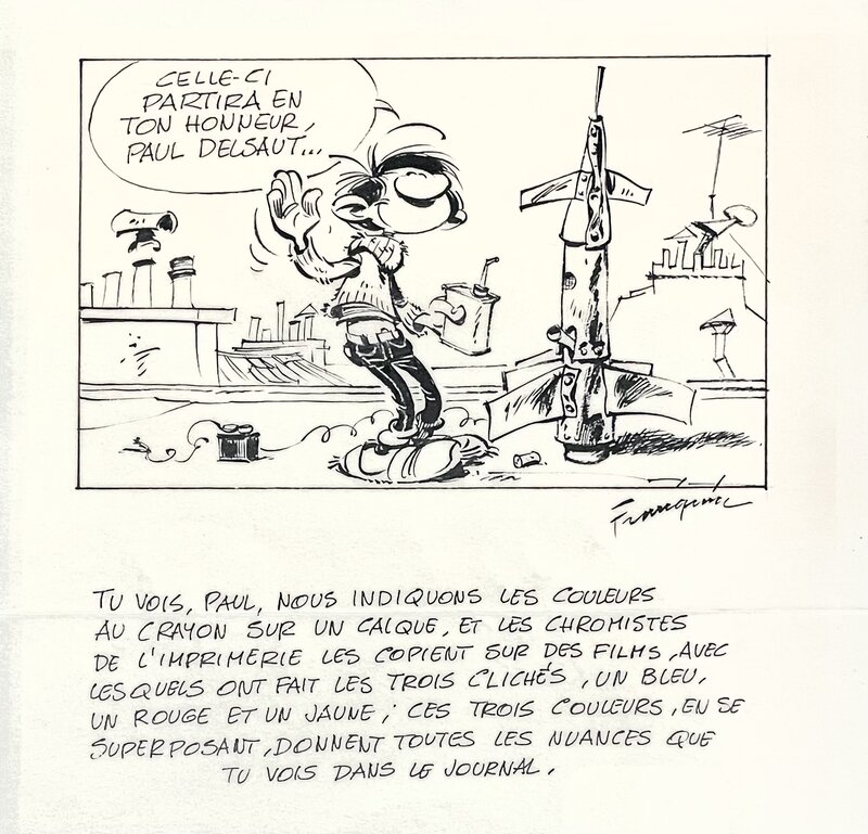 Gaston et la fusée par André Franquin - Illustration originale