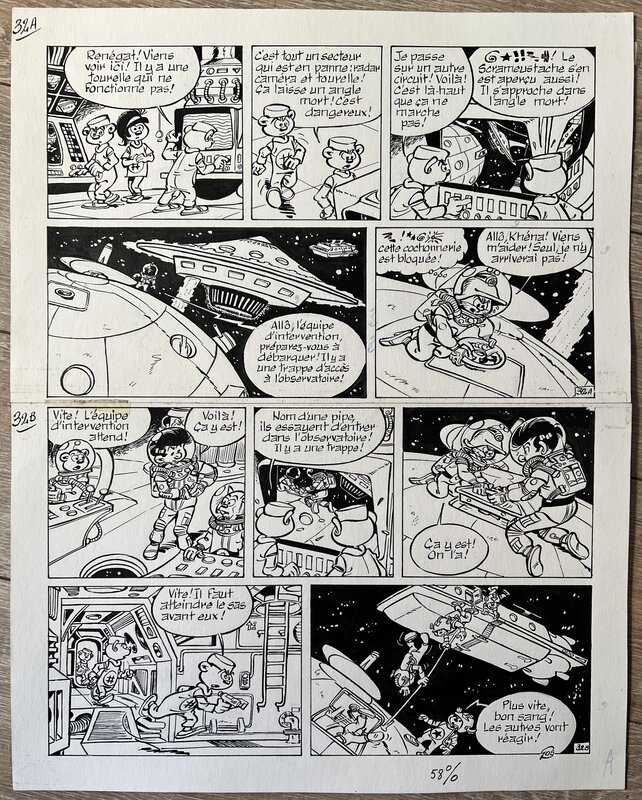 For sale - Gos, Planche originale KHENA & LE SCRAMUSTACHE Noté P32 - Comic Strip