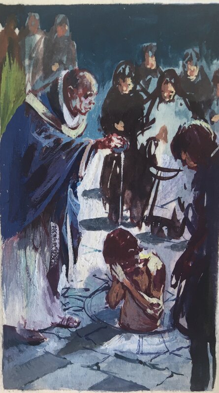 René Follet, Étude pour le baptême de Clovis - Original art