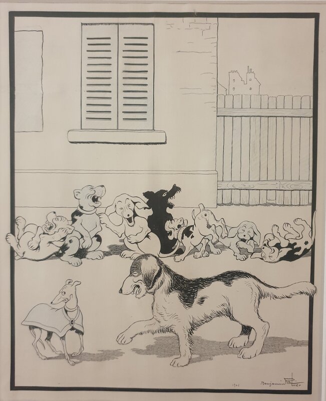 Benjamin Rabier, Galerie canine hilare - Illustration originale