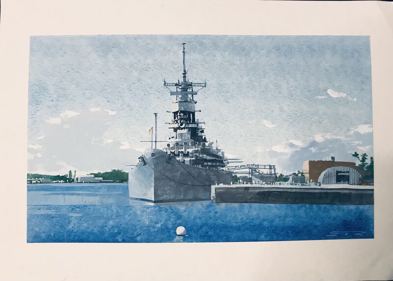 Esad Ribic, Louis Vuitton Travel Book - USS Battleship Missouri - Original Illustration