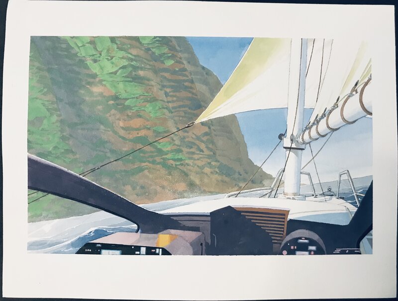 En vente - Esad Ribic, Louis Vuitton Travel Book - Sailing Boat - Illustration originale