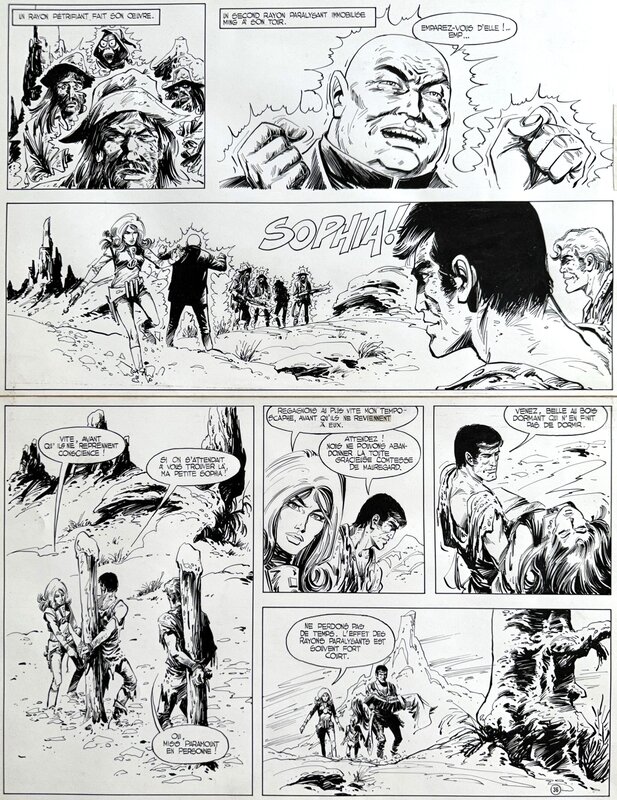 William Vance - Bob Morane - La Prisonnière de l'Ombre Jaune - page 36 - planche originale - comic art - Planche originale