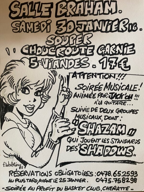 François Walthéry, illustration originale, affiche Natacha. - Illustration originale François Walthéry, illustration originale, affiche Natacha. - Illustration originale