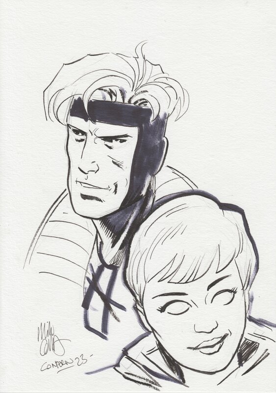 Gambit and Ororo by Mike Collins - Sketch