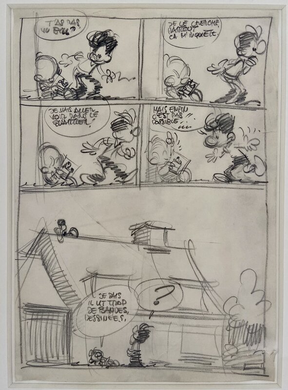 Jean Roba, Boule & Bill - Crayonné original de la planche 984 - Jour de faîte - Comic Strip