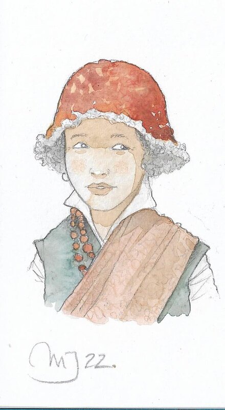 Jeune fille by Marie Jaffredo - Original Illustration