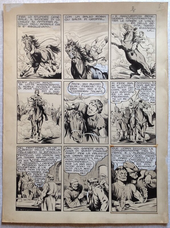 Charlas Bertrand (Atelier Chott) Robin des Bois 7 Manoir de la Crainte Planche Originale 4 Lavis & Encre de Chine 1948 - Comic Strip