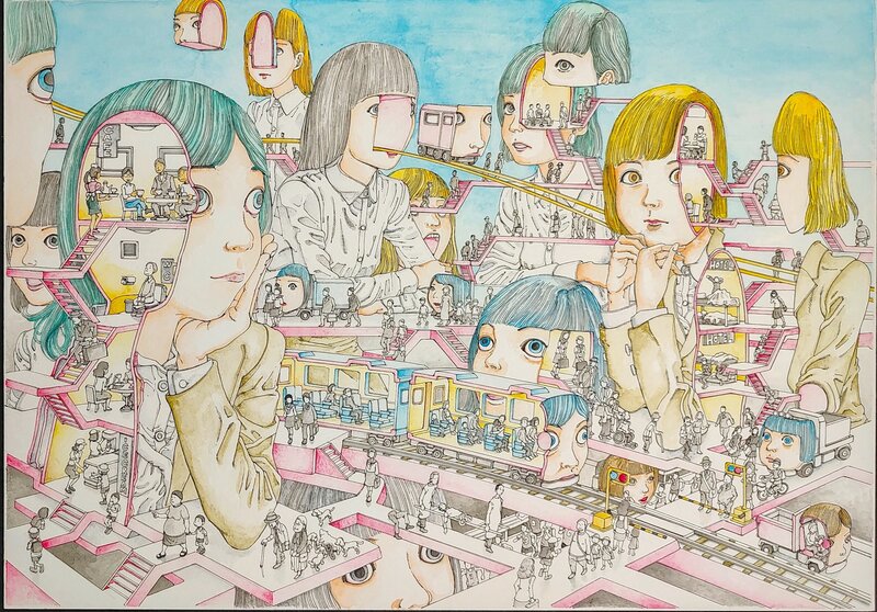 For sale - » Grotesque & Bizarre  » – COVER – Kago Shintaro - Original Illustration