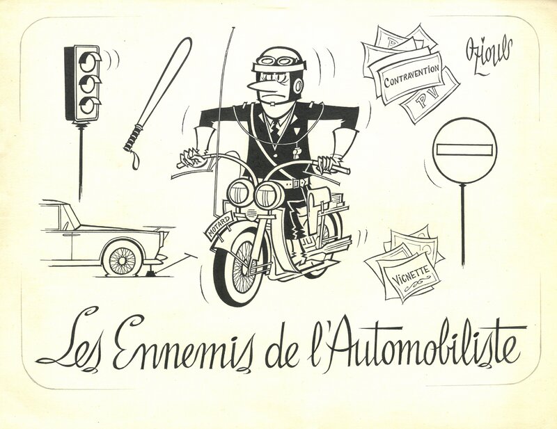 Henri Oziouls, Les Ennemis de l'Automobiliste - Original Illustration