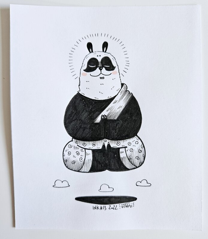 oTTami, Dessin original de l'Inktober 2022 : Panda Méditatif - Original Illustration