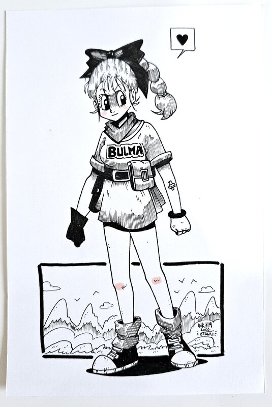 For sale - oTTami, Dessin original de l'Inktober 2022 : Bulma de Dragon Ball ! - Original Illustration
