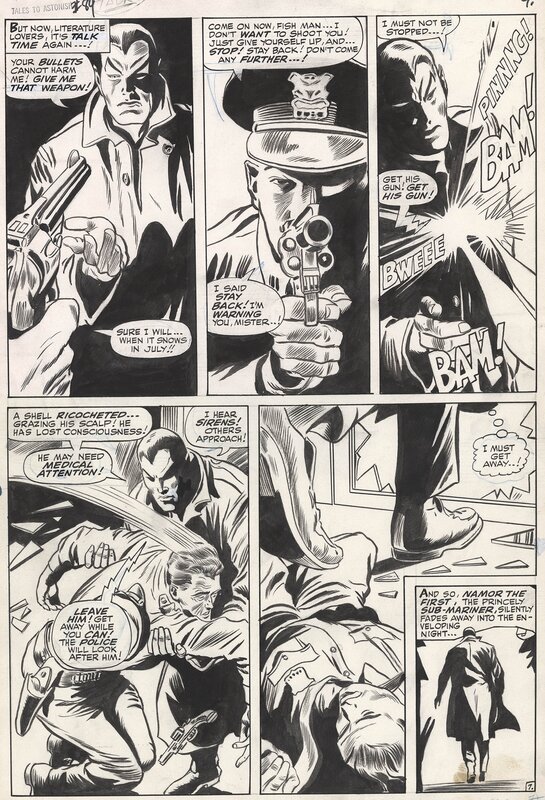 Gene Colan, Dick Ayers, Tales to Astonish - Like a beast at bay - #84 p7 - Namor Submariner - Planche originale