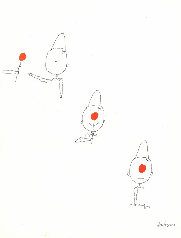 Clown triste by Jean-Pierre Desclozeaux - Original Illustration