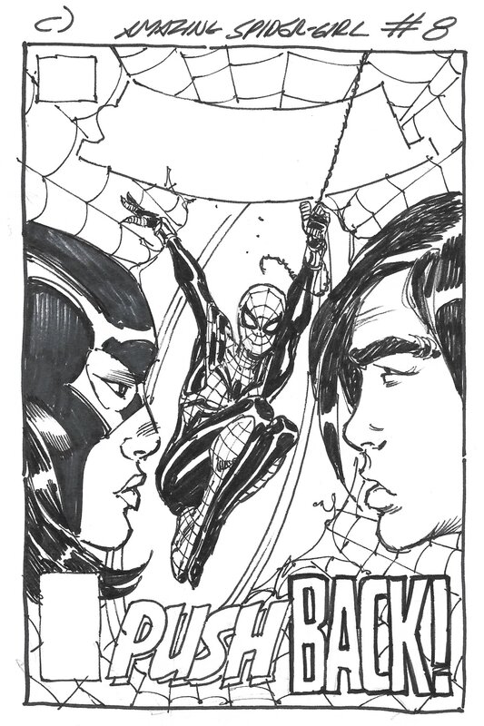 En vente - Ron Frenz, couverture préliminaire The Amazing Spider-Girl#8, 2007. - Couverture originale