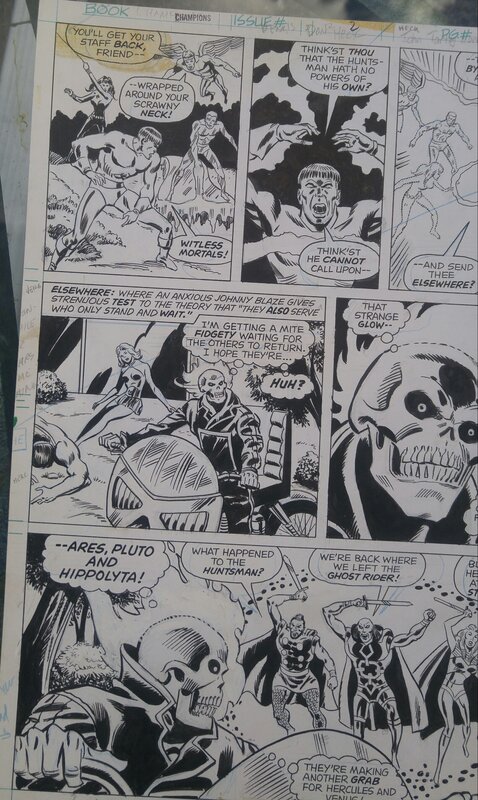 Don Heck, Champions #2. Hercules; Black Widow; Ghost Rider;  Iceman; Angel - Comic Strip