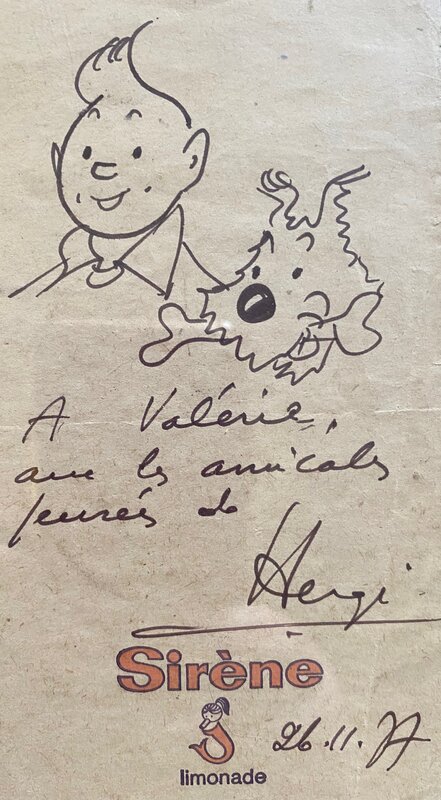 Illustration originale, Hergé, Tintin et Milou. - Original Illustration