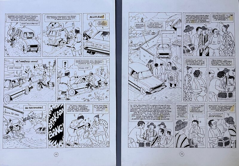 Sisé Mongo, Les aventures de Mata Mata et Pili Pili - Tome 1 - Le Boy - diptyque pages 22 & 23 - Comic Strip