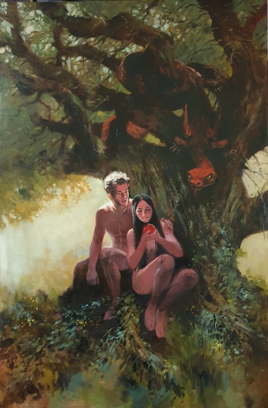 For sale - Paolo Grella, Couverture originale La sagesse des mythes Adan et Eve Galerie Nicolas Sanchez - Original Cover