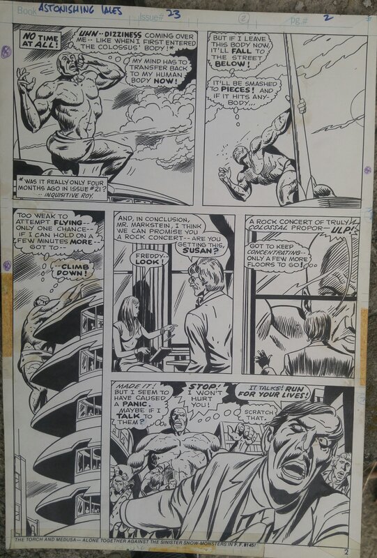 Dick Ayers, The Living Colossus Astonishing Tales 23 Marvel - Planche originale