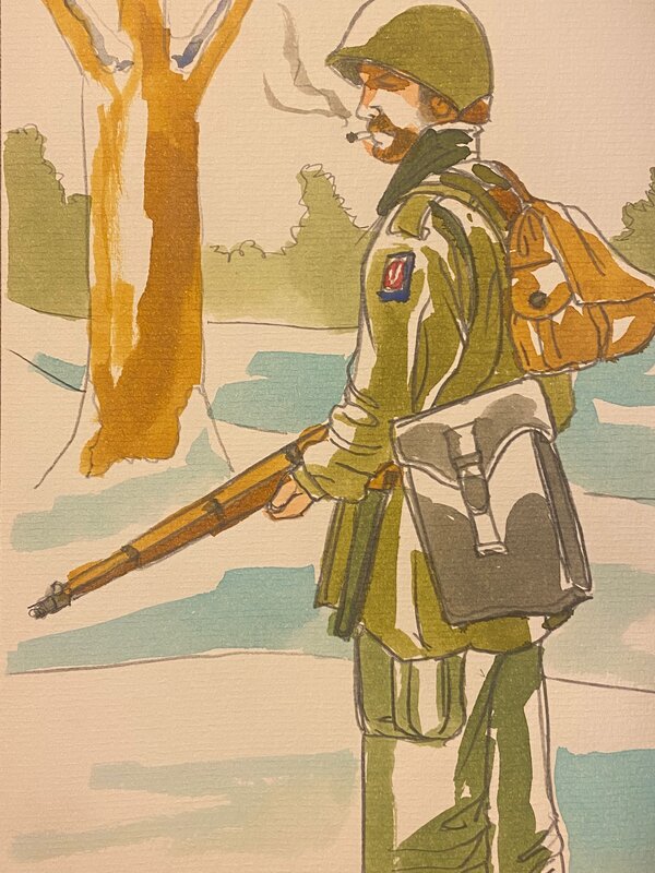 Pierre Legein, illustration originale, us paratrooper, 