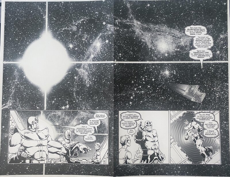 Jim Starlin, Al Milgrom, Thanos 6, Pages 9 & 10 - Planche originale