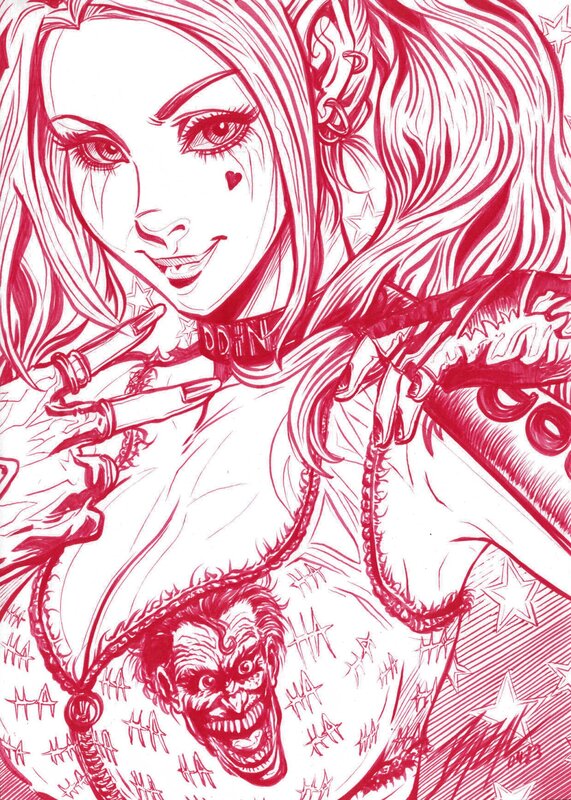 En vente - Harley Quinn par Angel Bazal - Illustration originale