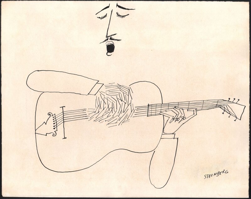 Guitar player par Saul Steinberg - Illustration originale
