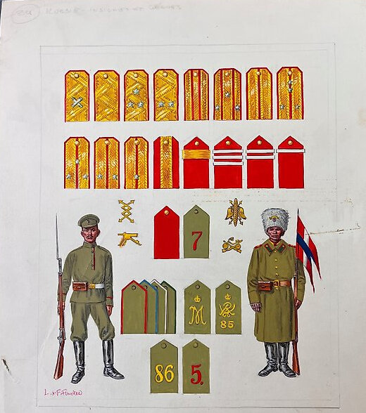 Fred & Liliane Funcken, L'uniforme & armes des soldats de la guerre de 1914-1918 -1969 - Planche originale