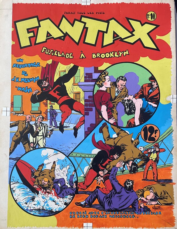 Chott Pierre Mouchot couverture originale couleur directe Fantax 10 - 1947 - Couverture originale