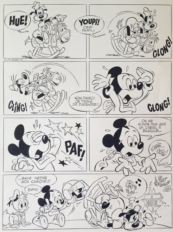 Claude Marin, Bélom, Gérard Cousseau, Walt Disney, Marin, Bébés Disney, Gag n°198, 1990. - Planche originale